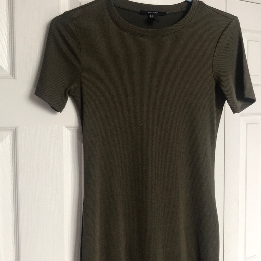 Green Forever 21 Ribbed T-Shirt Dress